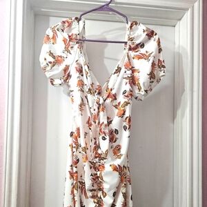 Pink Floral Print Ruched Mini Dress